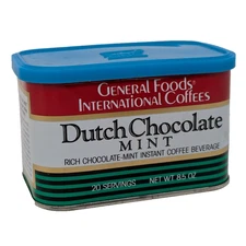 General Foods International Coffee Tin Dutch Chocolate Mint EMPTY Vintage