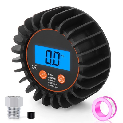 #ad #ad 0 300 PSI Pressure Gauge 1 8 NPT Back Connector Rubber Protector Digital $31.15