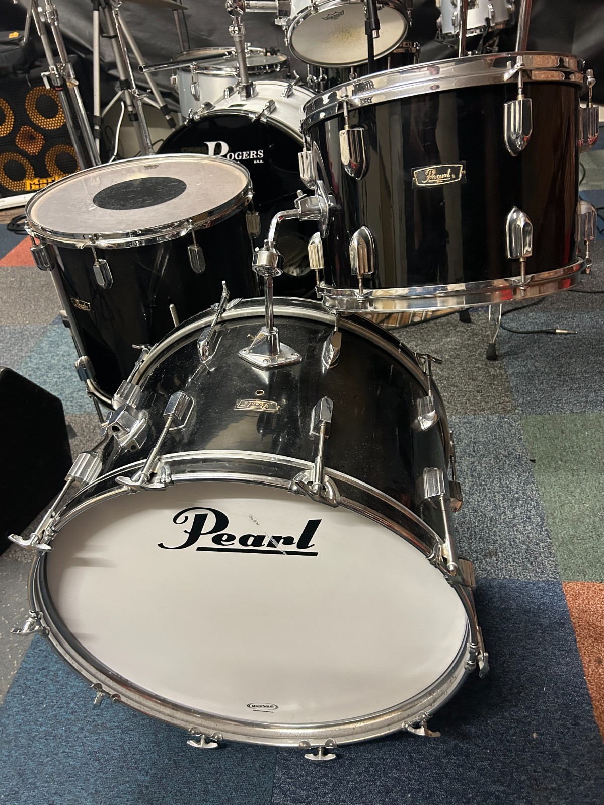 VINTAGE PEARL 22''/13''/16'' Drums Shell Pack Black Made in Japan photo 1
