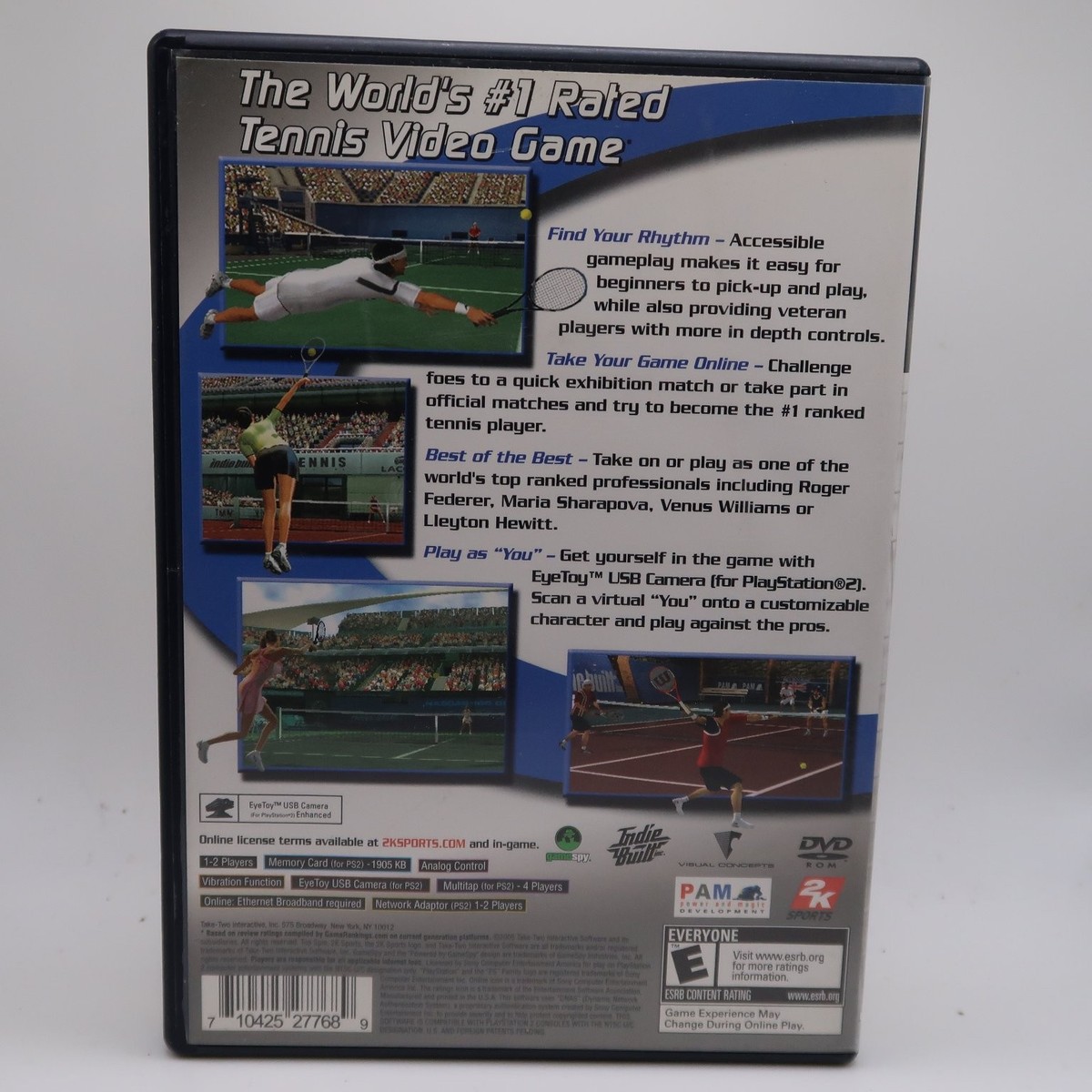 Top Spin PS2 Game 2003 Roger Federer Maria Sharapova Tennis Sports