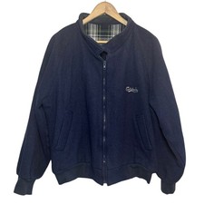 Carlsberg Vintage Navy Blue  Zip Up Wool Plaid FlLined Embroidered Jacket