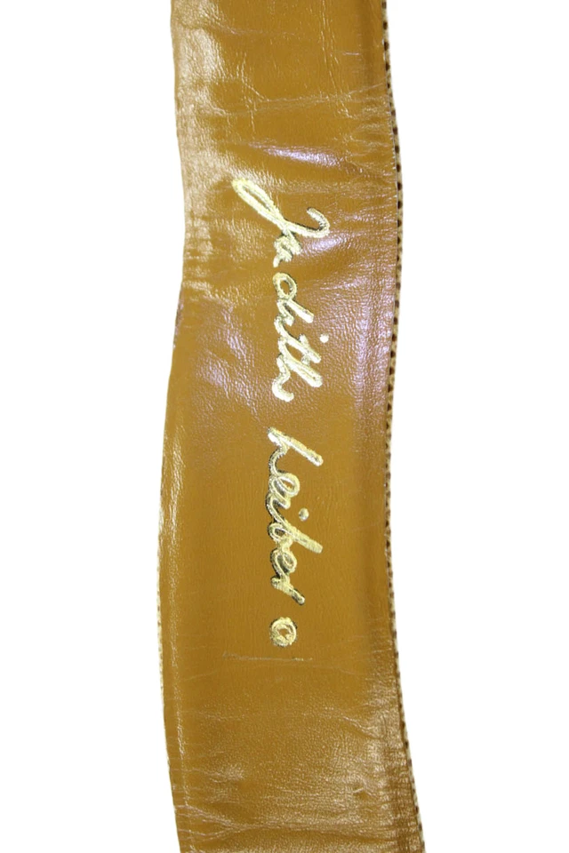 Judith Leiber Womens Embossed Leather Turn Lock Closure Belt Yellow Size M - Image 4 of 4