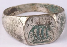 Kriegsmarine U199 Seaman artifact WWII German submarine Ring Viking warship navy