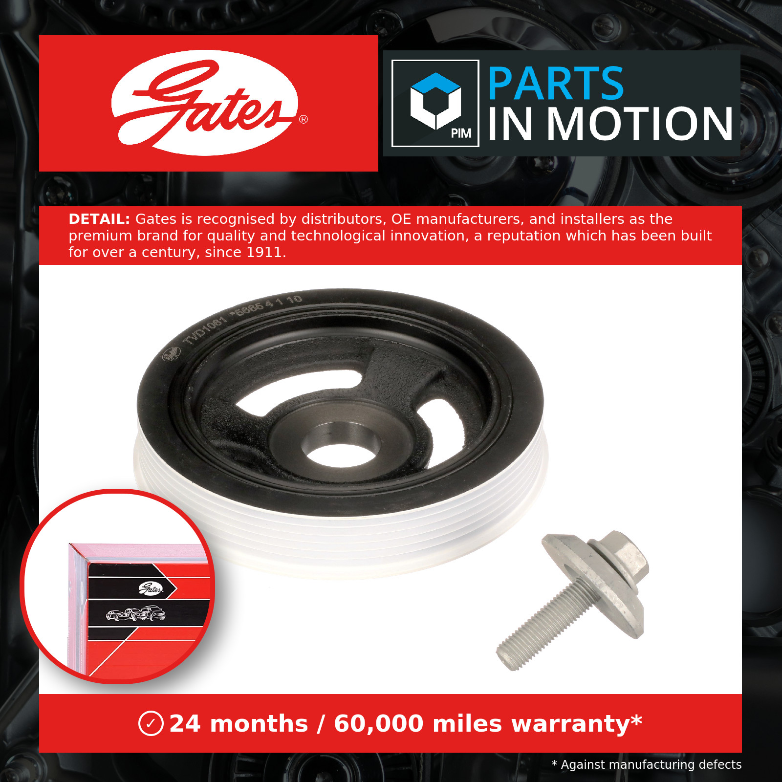 Crankshaft Pulley (TVD) fits FORD Torsional Vibration Damper Gates 1690296 New - Image 13