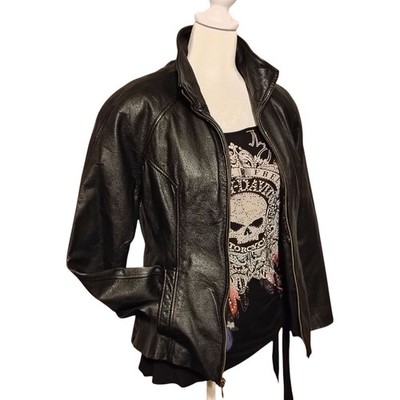 Full Set Wilson's Riding Leathers SzM Women's Black Jacket, Pants & Harley Shirt