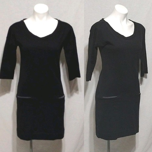 Rag & Bone Black Sheath Dress S Minimalist Stretch Bodycon 3/4 Sleeve Designer