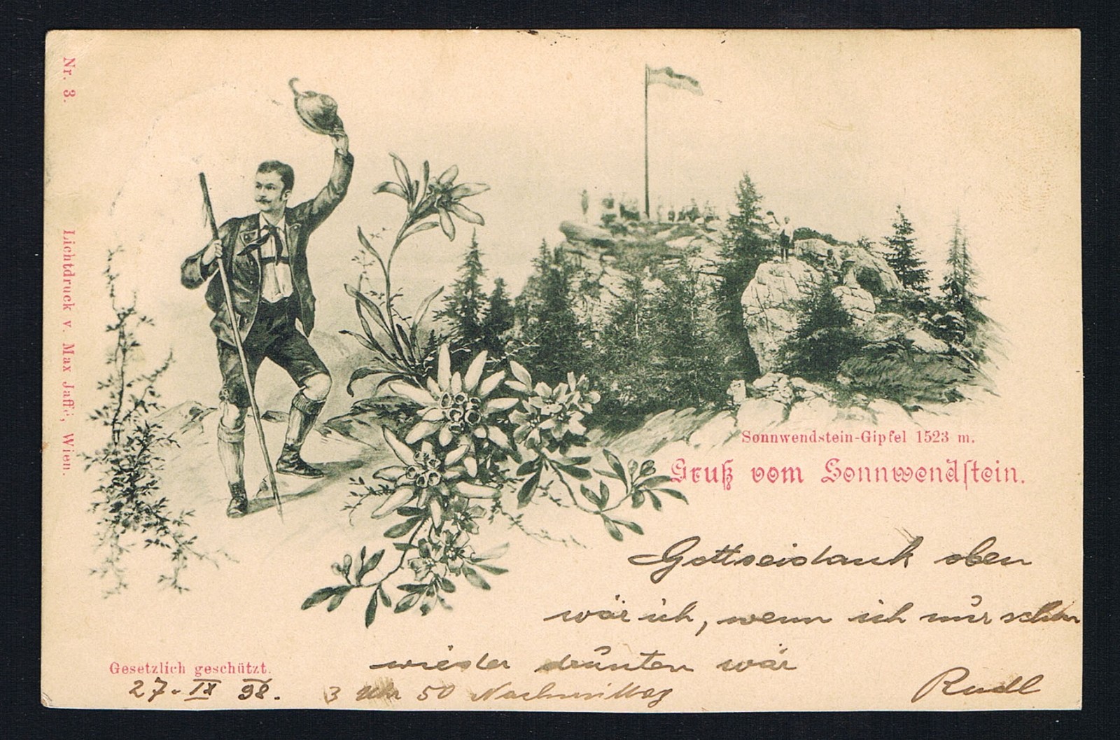 1 AK ANSICHTSKARTE CARTOLINA AUSTRIA ÖSTERREICH Gruß vom Sonnenwendstein 1898