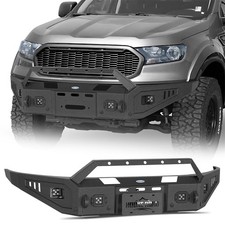 Texture Black Steel Front Bumper Cover W Winch Plate Fit Ford Ranger 2019-2023 Texture Black Steel Front Bumper Cover W Winch Plate Fit Ford Ranger 2019-2023