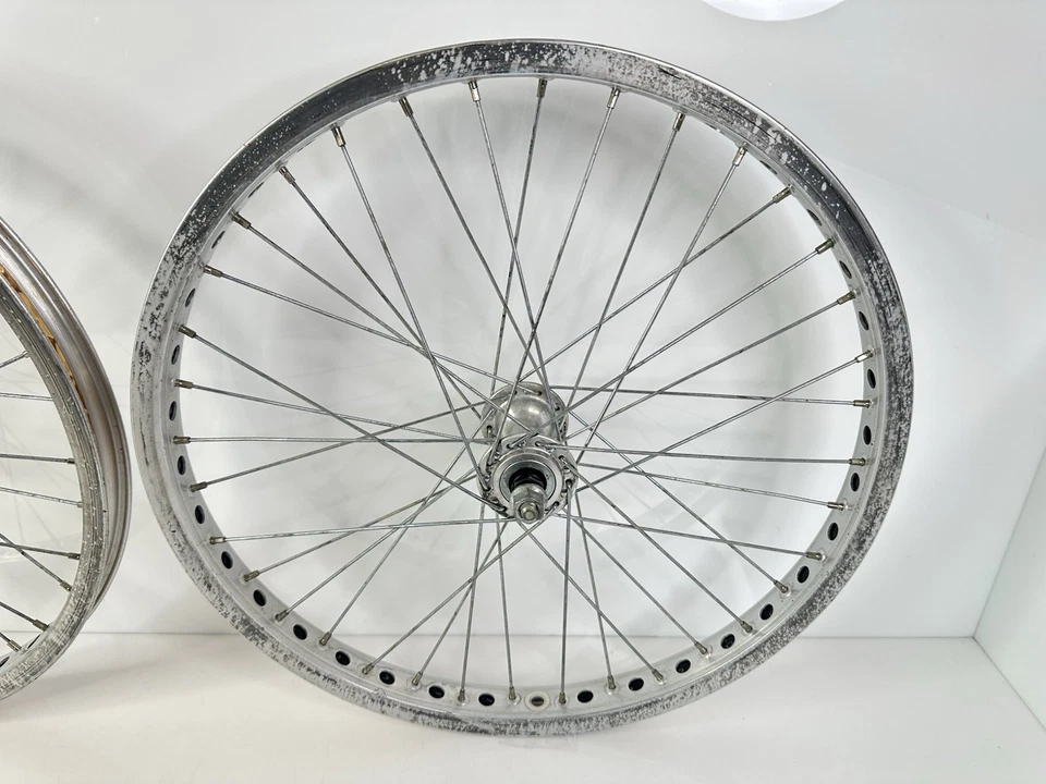 Vintage 1987 Mongoose Pro Class BMX Racing 20” Wheels Set Silver  - Image 2 of 4