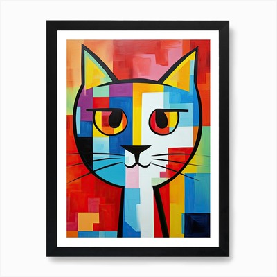 Kitty Cat Minimalismus Poster Art Pri gerahmt Wandbild Poster Leinwanddruck Bild