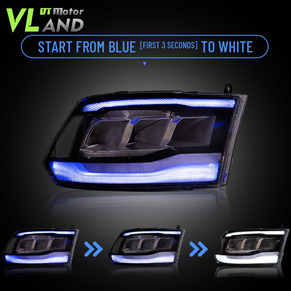 FULL LED Headlight For 2009-2018 Dodge Ram 1500 2500 3500 Pickup Truck Animation