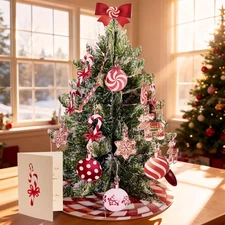 16" 3D Paper Christmas Tree with 46PCS Ornaments and DIY Craft Envelopes