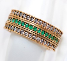 Ottoman Empire 1CT Emerald 925 Sterling Silver Eternity Ring Sz 6 HB4