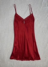 Vintage Victoria  s Secret 100 Silk Red Lace Slip Dress Y2K 2005 Size L