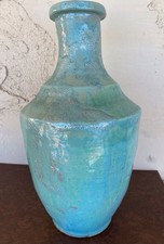 RARE Pewabic Pottery Detroit Iridescent Turquoise Glazed Urn Paper Label Signed