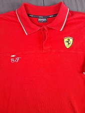 Vintage Red Ferrari Polo Shirt Short Sleeve Mens Preppy Racing Classic Golf