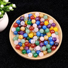 50pcs Mixed Natural Stone Round Big Hole Beads DIY Jewelry Making 10mm Hole 2mm