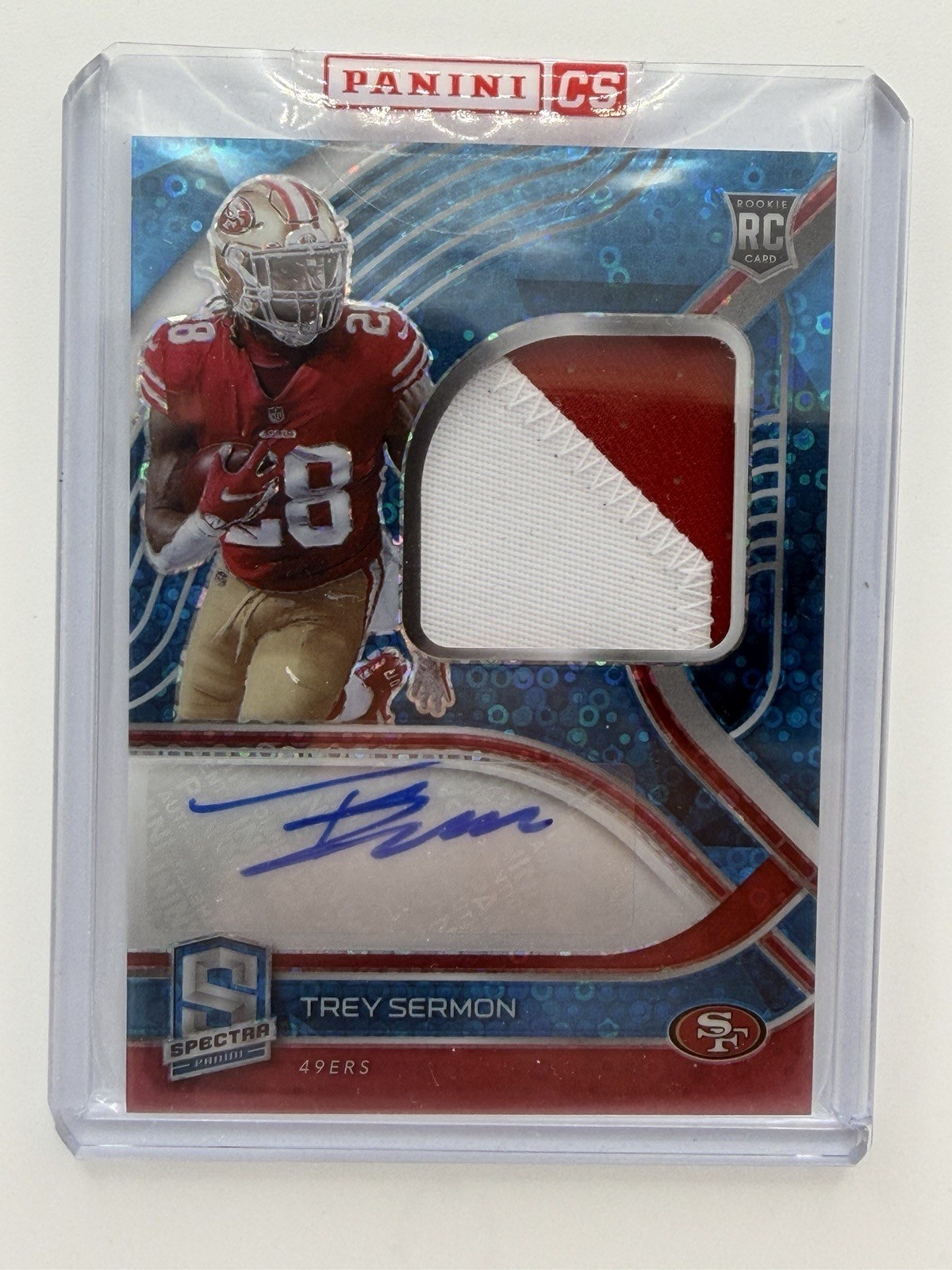 Trey Sermon Panini Spectra #228 Autograph Patch Neon Blue