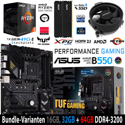 PC Bundle AMD Ryzen 5 5600GT ASUS TUF Gaming B550-PLUS mit 16, 32 oder 64GB DDR4