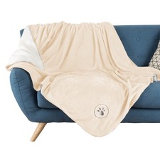 Waterproof Pet Blanket - 50x60-Inch Reversible Sherpa Fleece Throw Protects C...