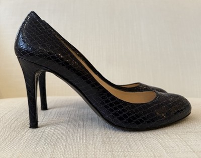 L K Bennett dunkelblaue Schlangenleder Pumps Absatzschuhe Größe 39,5 leicht getragen
