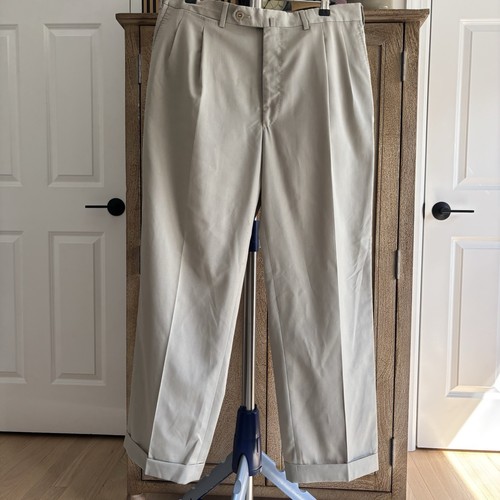 Ermenegildo Zegna, Zegna 100% lana kaki marrone beige gamba dritta pantalone vestito uomo 35x28