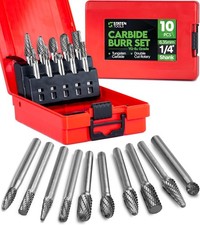 Carbide Burr Set 1/4" 6.35Mm Shank   10 Pcs Double Cut Die Grinder Bits for Mi