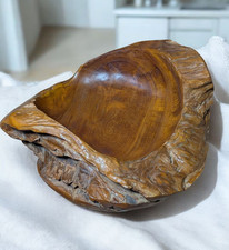 16" BIG Beautiful Carved Natural Teak Wood Root Centerpiece Bowl, Vintage OOAK