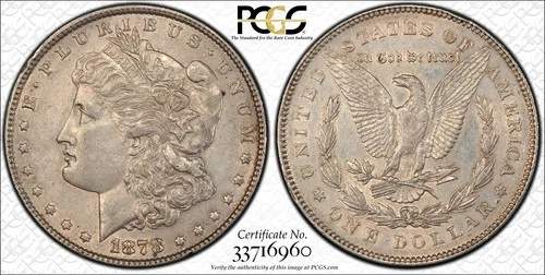 1878 7TF Reverse of 1878 Morgan Silver Dollar PCGS AU53 Beautiful Patina Toned