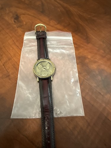 Harley-Davidson Eagle Logo Collectible Bronze Watch Leather Strap, Needs Battery