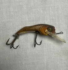 "Señuelo de pesca antiguo vintage de rublos floppy marrón claro 2"" usado"