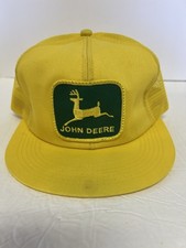 Vintage John Deere K-Products Yellow Mesh Trucker Hat Cap Patch Made In USA