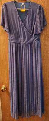 AISWI Maternity Sparkly Mesh Formal Cocktail Dress BULE 3XL 