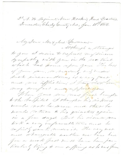 1862 Civil War Letter 2nd Maryland Infantry Condolences Death Of Fellow Soldier