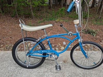 SCHWINN 1966 SKY BLUE 3 SPEED STIK SHIFT STINGRAY BICYCLE With ACCESSORY SEAT