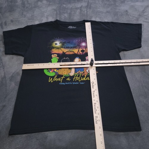 Holiday World Fireworks Characters Santa Claus Indiana Youth Shirt Large Black - Picture 5 of 5