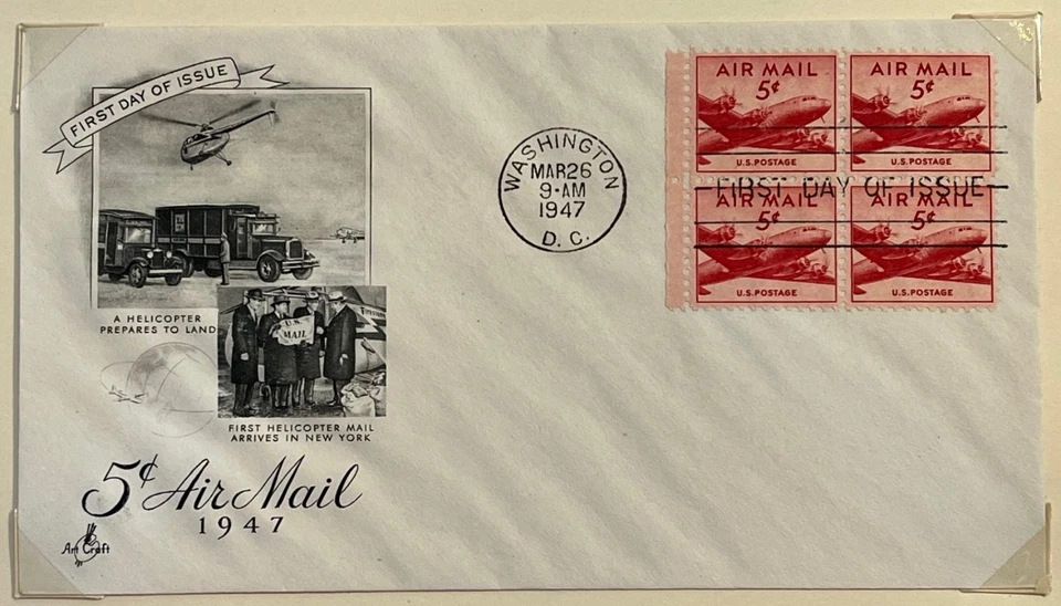 1947 5c Airmail 'DC-4' #C33 First Day Covers (4 total) - Art Craft & Farnam - Image 3 of 4