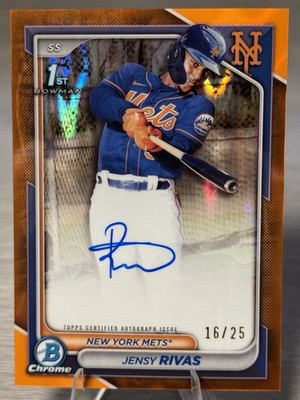 JENSY RIVAS 2024 Bowman Chrome 1st Orange Lava Refractor Auto /25 #METS!