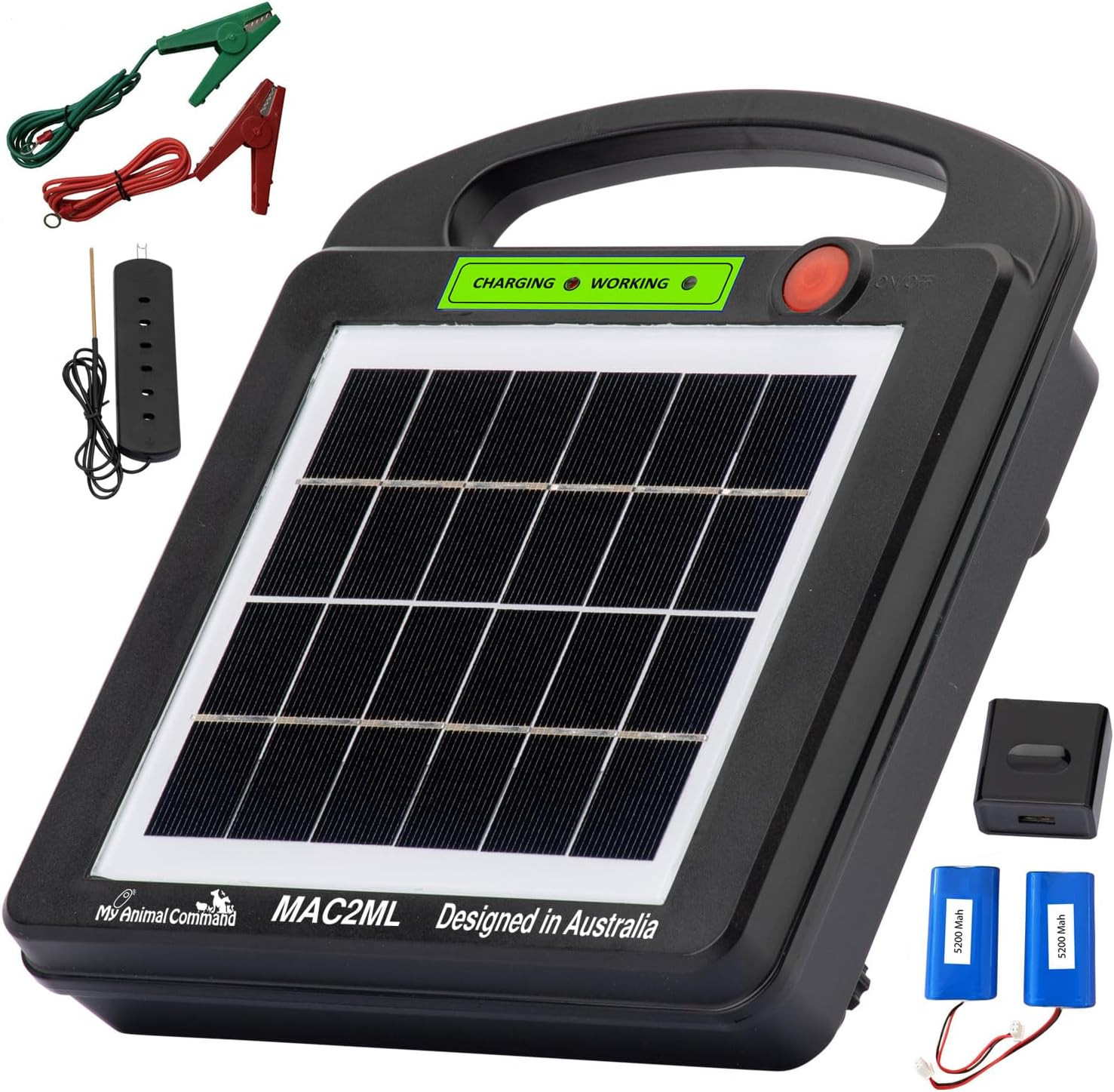 Solar Powered Electric Fence Charger 0.2 Joules Adjustable Voltage (6-9KV) with 