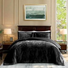 Velvet Comforter Luxuriously Soft Comforter Set, Lightweight Queen Black
