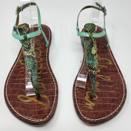 Sam Edelman Gigi Green Snakeskin + Patent leather thong padded sole. EUC 8.5M - Bild 3 von 8