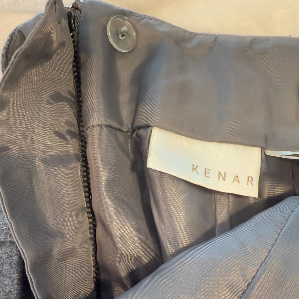 Falda lápiz Kenar mezcla lana gris carbón claro forrada cremallera trasera y dobladillo partido 4 Foto 4 de 4