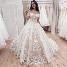 Boho Sweetheart Wedding Dresses Off Shoulder Tulle Applique A-Line Bridal Gowns
