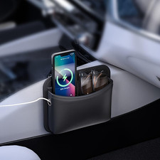 Car Seat Side Pocket Organizer - PU Leather Auto Door Console Mini Storage Bag f