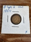 1854 Liberty Head Gold Type 2 $1 One Dollar Coin