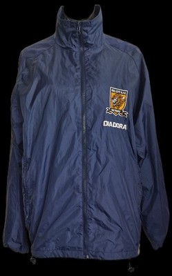 Diadora Rain Jacket - Sports - Casual - Size M - Blue - Vintage - Nylon - Hull City - Original