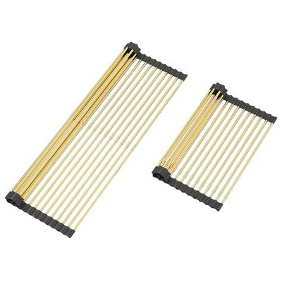 Large Telescopic Draining Rack, Gold Roll Up Heat-Resistant Dish Drainer for ...