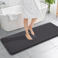 OLANLY Thick Memory Foam Bathroom Runner Rugs 59x20, 59" X 20", Dark Grey