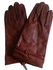 Women's Love Knot Leather Gloves Women's, Brown, XL.
