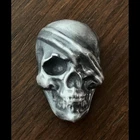 1 oz Hand Poured Antiqued Silver Pirate Skull from ZZ Metals / with COA